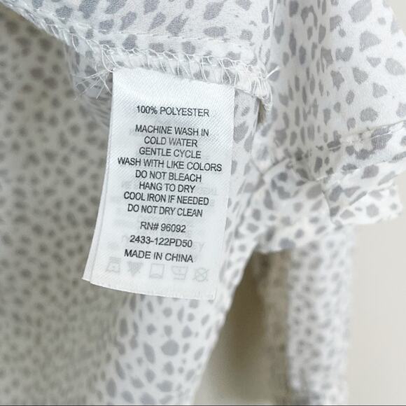 Carolina Belle Small S Leopard Polka Dot Print Top Blouse Cream White Gray Pink - Picture 8 of 8